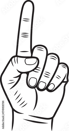 Doodle Hand with Index Finger Pointing Up Illustration