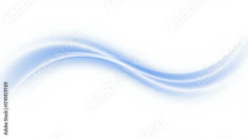 Elegant light blue abstract wave on white background, conveying fluidity and calm; ideal for website, brochure, presentation, and corporate designs.