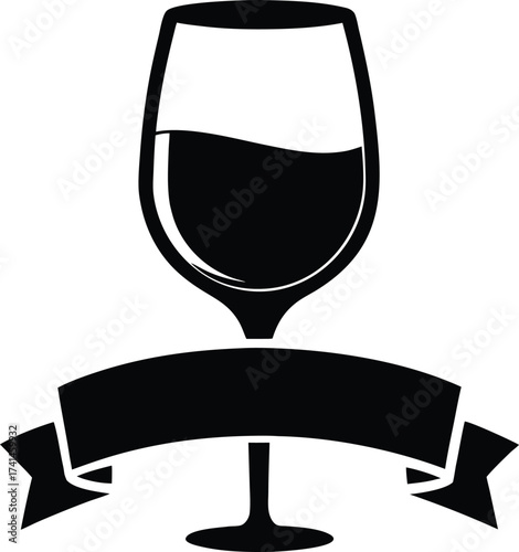 Wine Glass with Banner Silhouette