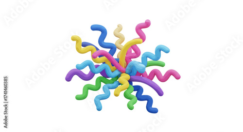 Фотография Vibrant Colorful Squiggly Playdough Shapes Abstract Cluster.