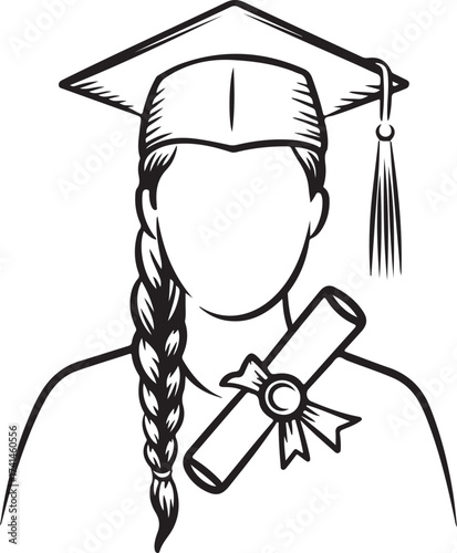 Graduation Woman with Diploma Illustration on Clear Background