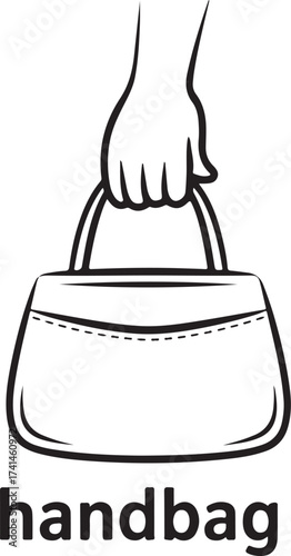Handbag Icon Stylish Fashion Graphics Linear Isolated Background
