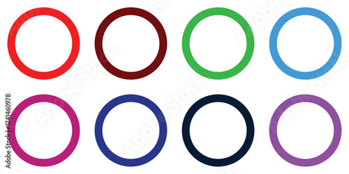 “Abstract Grunge Brush Stroke Circles Set – Colorful Round Shapes, Textured Paint Stamps, Vector Design Elements”