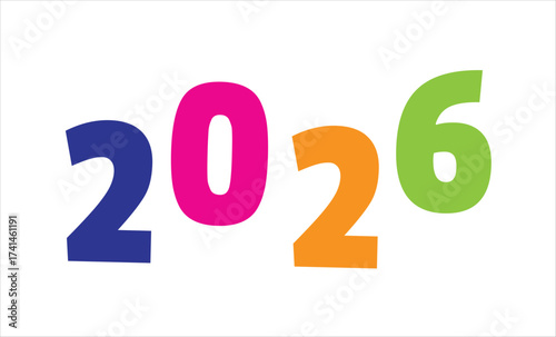 Colorful 2026 Number Design Vector Illustration Isolated on White Background