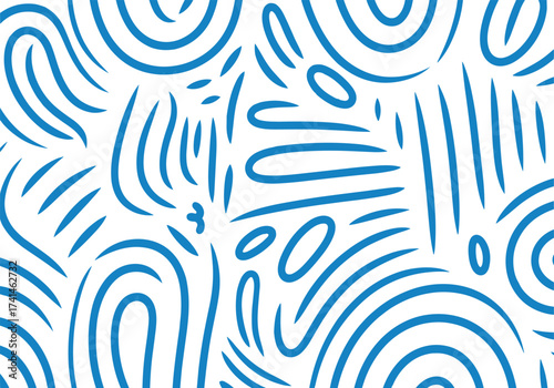 Abstract blue organic shapes on white background seamless pattern vector