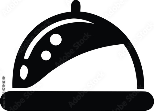 Elegant cloche food service dome symbol representing fine dining and prepared meals with a classic serving dish design