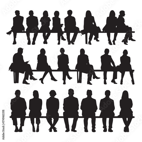 A collection of diverse people sitting in silhouettes.