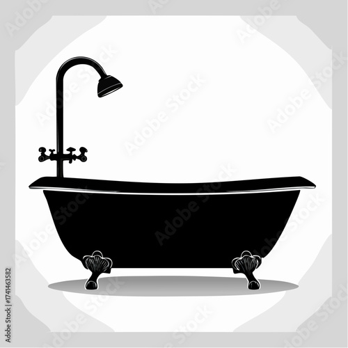 Silhouette of a Bathtub A Minimalist Icon for Bathroom Design and Interior Design