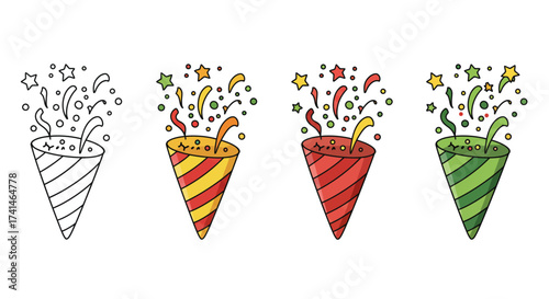 colorful party popper icons