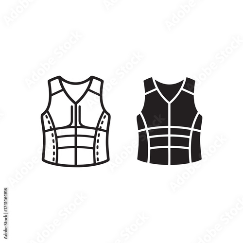 Two stylized icons of a life vest side by side for safety and adventure