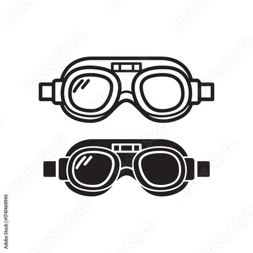 Retro aviator goggles two styles outline and solid vintage eyewear for pilots