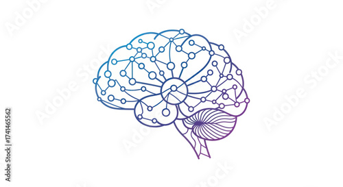 Bild auf Leinwand Stylized Brain Illustration with Connected Nodes and Lines.