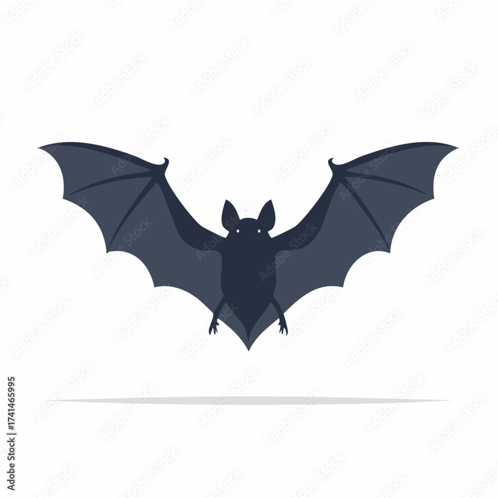 Fototapeta premium Eerie Halloween Bat Silhouette Vector Graphic Illustration of a Dark Flying Bat Creature with Spread Wings