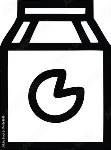 Wallpaper Mural Simple hand-drawn icon of a milk carton with a slice removed showing a chunk missing for dairy and food concepts Torontodigital.ca