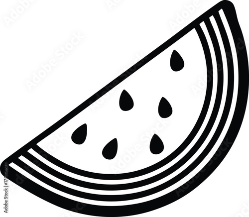 Wallpaper Mural Simple black and white hand drawn slice of juicy watermelon with seeds and rind outline delicious summer fruit art Torontodigital.ca