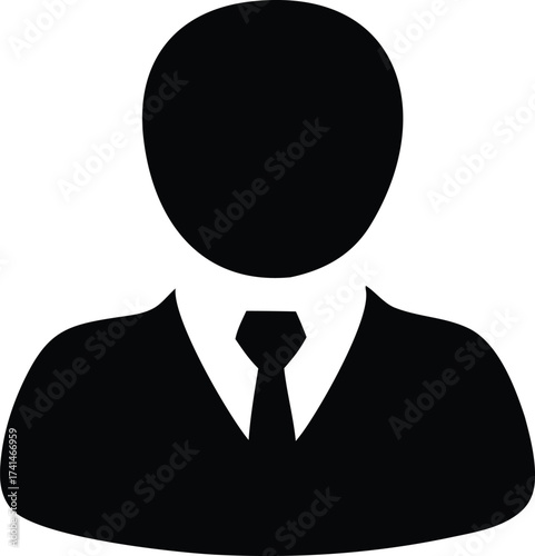 Wallpaper Mural Simple black silhouette of a person in a suit and tie representing a professional profile or user icon symbol Torontodigital.ca