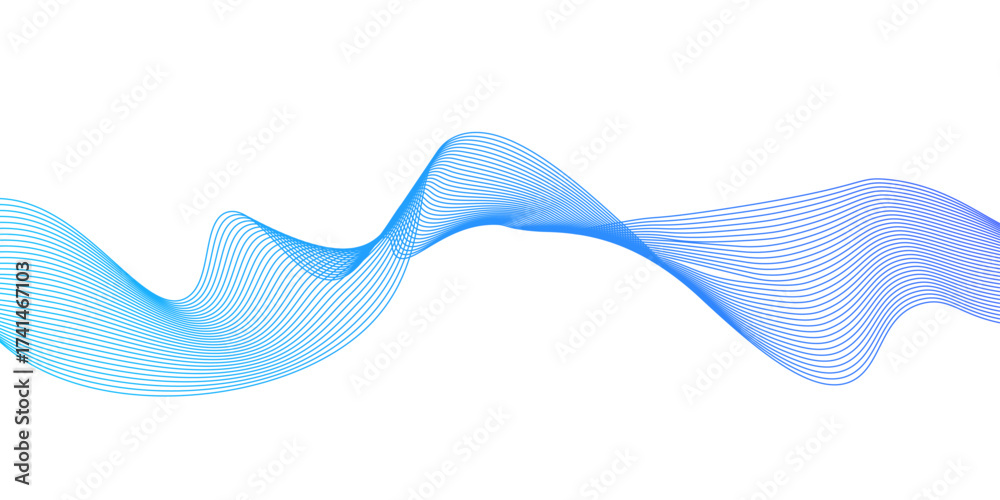 Fototapeta premium Abstract vector background with light blue wavy lines. Blue wave background.Thin line wavy abstract vector background. Modern technology background. Vector illustration.
