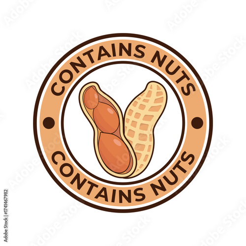 Contains nuts free badge or logo vector template.