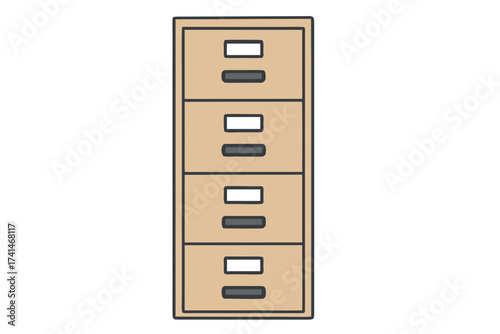 Simple Beige Filing Cabinet with Four Drawers Minimalist Design