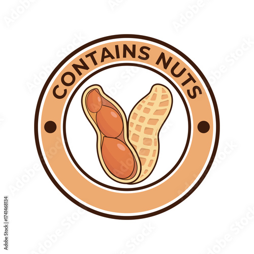 Contains nuts free badge or logo vector template.