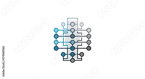Abstract network of interconnected nodes and lines in blue and gray tones.