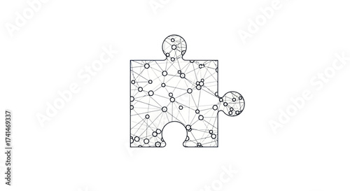 Stylized Puzzle Piece with Network Connections.