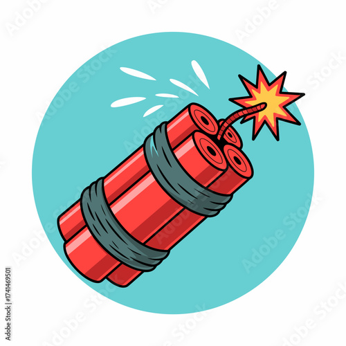 A colorful and dynamic illustration of a stick of dynamite emphasizing danger and excitement, suitable for action themes and explosive content.
