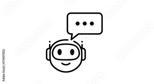 Chatbot Icon with Speech Bubble Robotic Assistant Symbol.