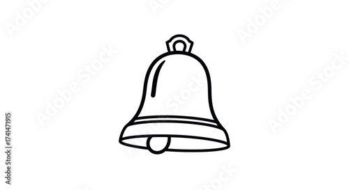 Simple Outline Drawing of a Classic Bell with Clapper.