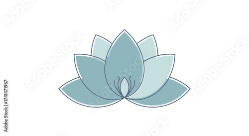 Serene Blue Lotus Flower Illustration with Soft Petals.