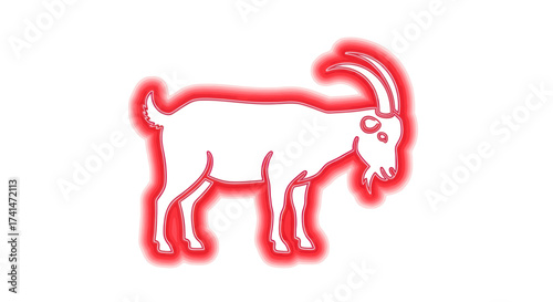 Stylized White Goat Silhouette with Glowing Red Outline.