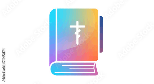 Colorful Orthodox Christian Bible Icon with Gradient Hues.