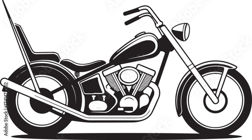 Detailed Vector Illustration of a Classic Motorcycle with Intricate Engine and Frame Details