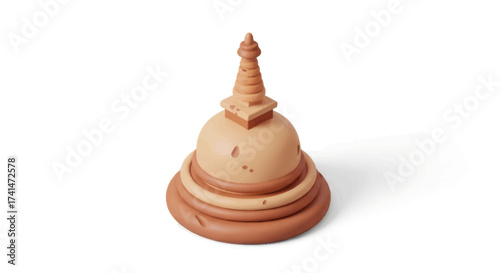 Handcrafted Terracotta Buddhist Stupa Model.