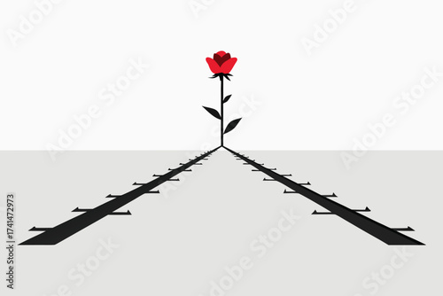 Holocaust Remembrance Rose on Railway Track Vector