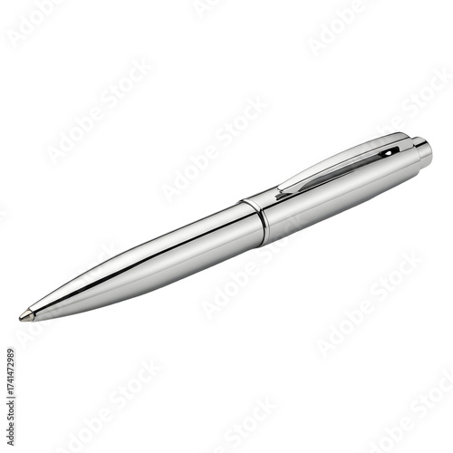Elegant silver ballpoint pen isolated on transparent background, a symbol of sophistication and professional writing instrument