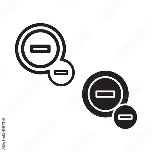 Symbol of minus sign within circles simple icon set for digital and print media applications