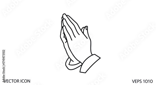 Stylized Line Art Illustration of Praying Hands in Prayer.