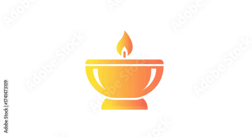 Glowing Diya Lamp with Fiery Flame Symbol of Light and Hope.