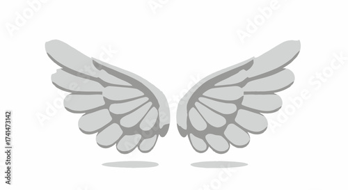 Stylized White Angel Wings with Feather Details.