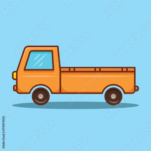 Simple Pickup Car Vector Illustration. Transportation Icon Concept Isolated. Flat Cartoon Style Suitable for Cover, Banner, Flyer, Sticker, Card, Education