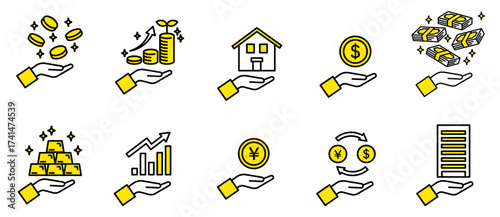 お金・投資・資産・金融アイコンセット