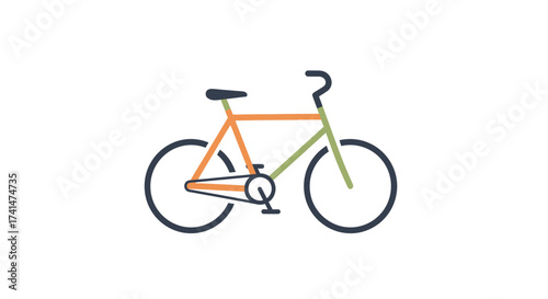 Simple Illustrated Bicycle with Orange and Green Frame.