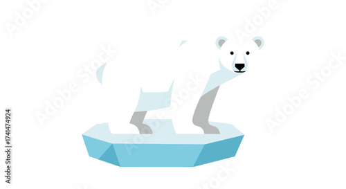 Cartoon Polar Bear Standing on an Ice Floe.