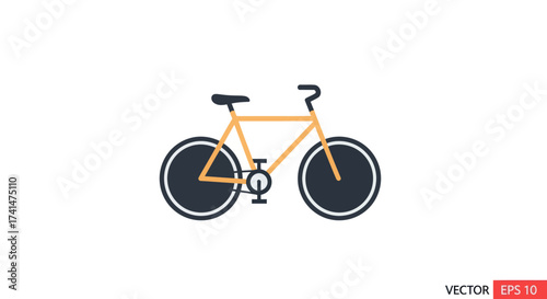 A simple flat vector icon of a yellow single-speed bicycle with black wheels.