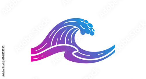 Colorful Gradient Stylized Ocean Wave Icon Design.