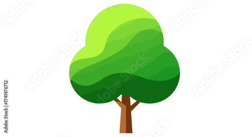 Stylized Green Tree with Brown Trunk and Lush Canopy.