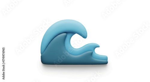 Stylized Blue Wave Sculpture with Smooth Curved Forms.
