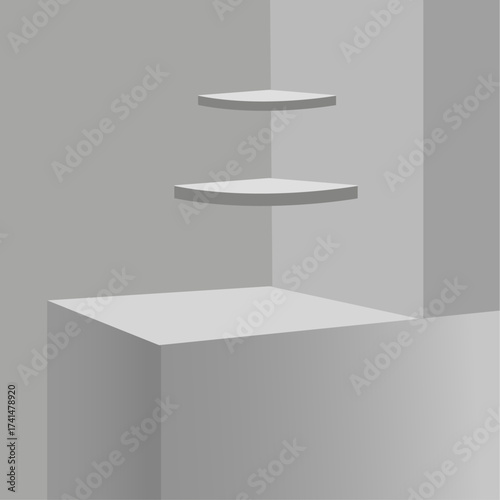 Creative corporate flyer designSet of silver, 3D realistic cylindrical shelf podium background. Minimalist mockup pedestal, abstract product display presentation, Stage showcase