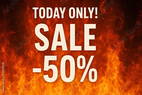 Today Only! – fiery background, SALE -50